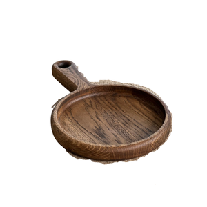 Tabla de cortar redonda de madera de la mejor calidad con asa, tabla para picar, pala para pizza, tabla para queso, bandeja para servir charcutería en venta - Product Image 2