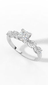 Bague Solitaire en Or 10K avec Diamants de Laboratoire Multi-Pierres Taille Princesse et Poire – Vente en Gros, Fabricant et Fournisseur de Bijoux Fins OEM - Product Image 4