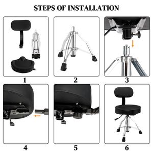 Sgabello per Batteria Idraulico Professionale con Schienale Regolabile in Altezza, Design a Sella per Musicisti e Batteristi - Product Image 4
