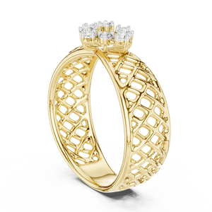 TRENDY LAB GROWN DIAMOND BRILLIANT CUT RHODIUM PLATED WOMEN'S RING <b>SET</b> 18KT SOLID YELLOW GOLD ENGAGEMENT WEDDING PARTY <b>VALENTINE</b> - Product Image 2