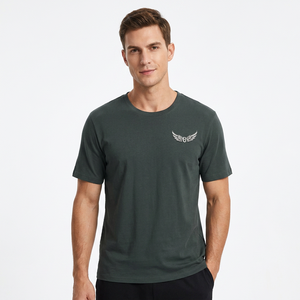 T-shirt en jersey de coton 100% pour homme, noir, manches courtes, uni, tricoté, coupe ample, col rond, décontracté - Product Image 4