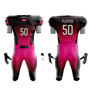 Maillot de football américain pour homme, noir et rose dégradé, manches courtes, col en V, sublimé, anti-humidité, ajusté, avec fermeture à ceinture - Product Image 4