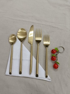 2021 Hot Selling High Quality Palm Tree Handle <b>Flatware</b> and Gold Teaspoon Cutlery Set - Product Image 5