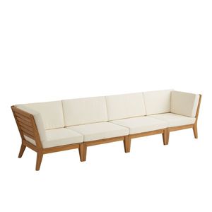 Midcentury Veno Modern Teak <b>Sofa</b> Outdoor with <b>Cream</b> Cushions Eco-Friendly & Durable for Living Room - Product Image 2
