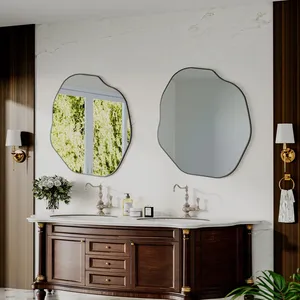 Miroir mural en verre de forme irrégulière, design minimaliste, décoration abstraite pour salle de bain, intérieur de la maison - Product Image 3