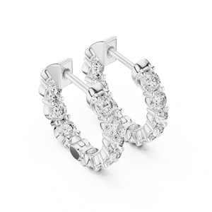 Round Moissanite <b>Stud</b> Earrings 18K White Gold Rhodium Plated IGI Certified Luxury Anniversary Party Gift - Product Image 3