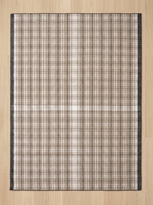 Tapis moderne beige à carreaux en tissage plat |   Tapis contemporain à carreaux pour salon, bureau et intérieurs hôteliers - Product Image 4