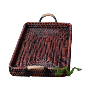 Plateau de service en rotin rond tissé à la main pour la décoration intérieure pour le stockage de bijoux objets décoratifs Fruits cuisine salon chambre - Product Image 3