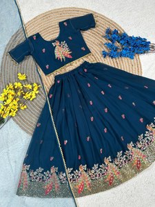 Conjunto de Lehenga Choli de Georgette Premium con Bordado de 3mm y Dupatta de Red, Listo para Usar, Traje de Boda - Product Image 6