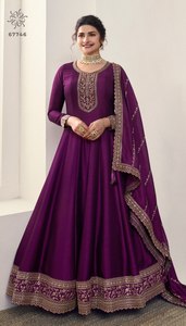 Moda India de Tendencia para Mujer, Kurti Anarkali Largo de Seda Banglory con Bordado, Vestido con Dupatta, Traje para Bodas y Fiestas - Product Image 4