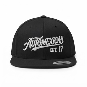 Casquette Snapback Noire Structurée avec Broderie Blanche Personnalisée, Visière Plate, Réglable, Style Streetwear, Marque Privée OEM - Product Image 3