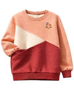 Sweat-shirt pour femme personnalisé, coloris pêche et bordeaux, en molleton doux, col rond, décontracté, pull d'hiver avec détails brodés - Product Image 1