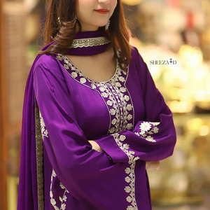 Ensemble 3 pièces pakistanais Shalwar Kameez pour femme, robe brodée en tissu lawn, vêtements prêts-à-porter en gros - Product Image 5
