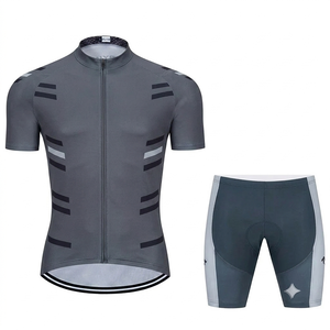 wholesale grey <b>cycling</b> set for men slimfit short sleeve bib shorts breathable bicycle racing apparel customized your logo design - Product Image 1