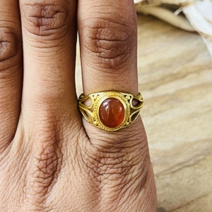 Latest High Demand Carnelian Boho Brass <b>Ring</b> 18k Gold Plated Vintage <b>Statement</b> <b>Ring</b> Tribal Handmade Wholesale <b>Ring</b> For Women - Product Image 4