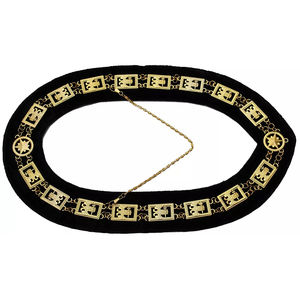 Collar Masónico de Regalia, Rito Escocés, 32 Grados, Alas Descendentes, Colgante 1400gbk, Base Negra, Cadena de Tela Personalizada de Alta Calidad - Product Image 3