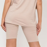 Ensemble 2 pièces personnalisé OEM/ODM en molleton 100 % coton pour femme, composé d'un t-shirt et d'un short cycliste, avec logo imprimé en 3D sur mesure