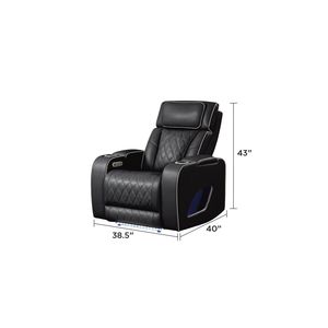Sillón Reclinable Fortuner de Estilo Moderno con Estructura de Madera y Función de Masaje, Tapicería Negra - Product Image 2