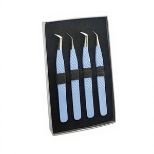 อุปกรณ์ต่อขนตาปลอมติดเพชรสีฟ้าปรับแต่งได้สำหรับเด็กทารกแหนบปลายแหลมทำจากสเตนเลส45องศา - Product Image 1