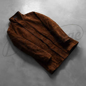 Veste en daim marron classique pour homme avec capuche, manteau long décontracté et chaud doublé polaire pour l'hiver, vêtement d'extérieur élégant en daim - Product Image 5