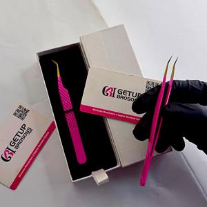 แหนบต่อขนตา GETUP BROSONS IMPEX 45 สีชมพูร้อน ปลายสีเงิน สแตนเลสสตีล อะคริลิค ป้องกันแม่เหล็ก ป้องกันไฟฟ้าสถิตย์ จับถนัดมืออย่างสมบูรณ์แบบ - Product Image 2