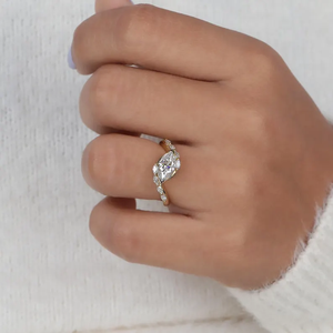 Elegant Marquise Cut Diamond Engagement <b>Ring</b> in Solid Yellow Gold VintageInspired <b>Dainty</b> Bridal <b>Ring</b> with Slim Band Promise <b>Ring</b> - Product Image 6