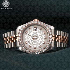 Reloj de Lujo Charm_Jewells para Mujer, Acero Inoxidable, Esfera Redonda de 40 mm, Cristal de Zafiro, Cuarzo Analógico, Diseño Hueco a la Moda - Product Image 1