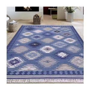 Tapis de grande surface de style actuel, tapis de pique-nique brodés personnalisés de haute qualité, tapis imprimés 100 % coton recyclé, vente en gros - Product Image 1
