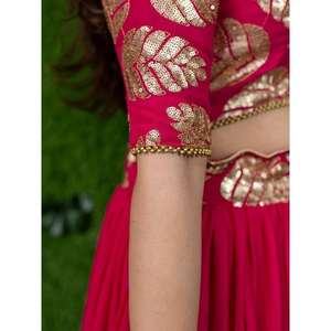 Superb Pink Lentejuelas Bordado Georgette Compromiso Wear Lehenga Choli - Product Image 1
