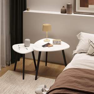 Mesita de noche de madera blanca, mesa de centro pequeña, mesita de noche para sala de estar, dormitorio y decoración de oficina - Product Image 2