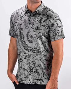 เสื้อโปโลผ้าฝ้ายลายทางพิมพ์ลายตามสั่ง สไตล์ฮาวาย - Product Image 3