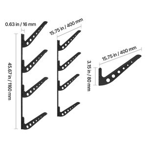Supporto da parete regolabile in altezza per tavole da surf in metallo, a 4 livelli, orizzontale, per organizzare, esporre e riporre tavole da surf - Product Image 6