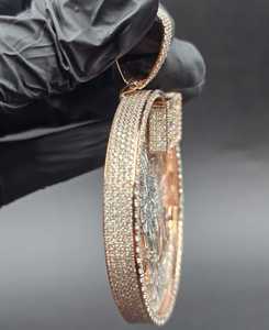 Colgante de Lujo Personalizado con Nombre, de Plata 925 Bañada en Oro, con Moissanita, Estilo HipHop, Diseño de Paisaje Urbano Helado, Palmera y Atardecer, para Rapper - Product Image 3