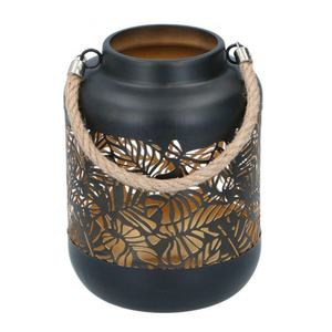 Lanterne marocaine en métal bicolore Décoration de maison élégante Bougeoir de Noël Poignées en corde Bougeoir votif Bocaux Bougie en bois - Product Image 3