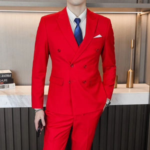 Traje de 2 Piezas para Hombre, Traje de Boda Cruzado, Chaqueta y Pantalones, Ropa Formal, Talla Grande - Product Image 1