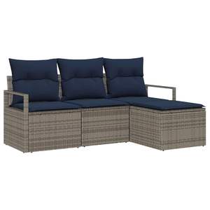 Juego de sofás de ratán sintético gris de 4 piezas, elegantes muebles de patio - Product Image 2