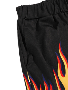 Shorts décontractés tendance pour hommes, coupe ample, noir et rouge, avec logo personnalisé, écologiques, respirants, style streetwear, cordon de serrage, élastique, non tissé - Product Image 3