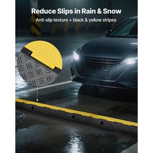 แผ่นยางป้องกันสายเคเบิลแบบหนาพิเศษ รับน้ำหนักได้ 22,000 ปอนด์/เพลา 1 ช่อง สำหรับป้องกันสายไฟ สายยาง ขนาด 2.76 x 1.97 นิ้ว สำหรับจราจร - Product Image 5