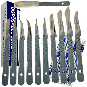 Scalpels stériles jetables, 10 lames chirurgicales, manche en plastique, ensemble d'instruments de chirurgie générale - Product Image 6