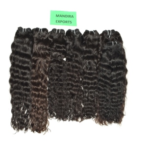 Cabello Humano Indio Remy Negro Rizado Suelto de Primera Calidad al por Mayor - Paquetes de Cabello de Templo con Corte Recto de Tamil Nadu 100g/pieza - Product Image 3