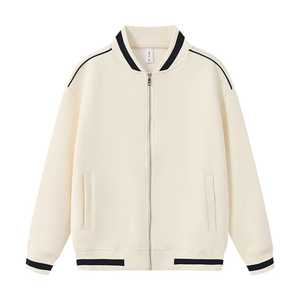 Blouson bomber décontracté unisexe violet personnalisé avec fermeture éclair intégrale et bordure côtelée rayée - Product Image 4