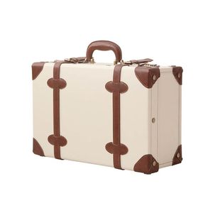 Boîte à bijoux en cuir de luxe rectangulaire avec couvercle à charnière, beige et marron, boîte de rangement - Product Image 1