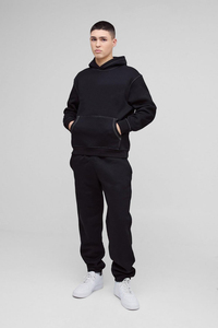 Nouvel ensemble de survêtement pour homme, très vendu, en tissu épais, veste et pantalon, pour l'entraînement sportif, les activités de plein air, les vêtements décontractés, 100% coton - Product Image 1