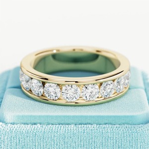 Bague éternelle en or 14K/18K avec diamant de laboratoire rond brillant de 3,06 carats, largeur 5,3 mm, certifiée IGI VVS2, pour femme - Product Image 3