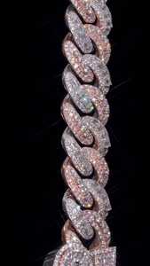 22mm Cuban Link <b>Chain</b> Necklace 925 Silver Lab Diamond Dual Tone Mixed Cut Emerald Round <b>Iced</b> <b>Out</b> Wholesale Men's Hip Hop style - Product Image 4