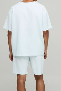 T-shirts d'été pour hommes en fibre de bambou à logo personnalisé, imprimé léopard, séchage rapide, molleton, taille élastique, épaules tombantes, coupe oversize - Product Image 2