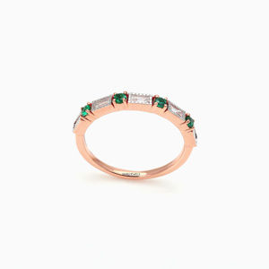 Luxury Green Round Gemstone & Emerald Cut Diamond <b>Eternity</b> Band <b>Ring</b> for Women 10K 14K 18K Gold & 925 <b>Silver</b> 935 <b>Silver</b> - Product Image 3