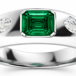 El pedido de Jim: 2 anillos de platino con esmeraldas y diamantes de laboratorio - Product Image 1