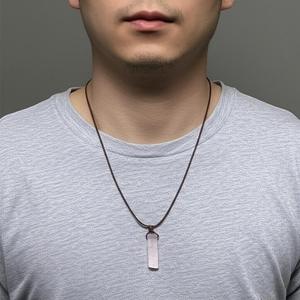 Natural Crystal Unshaped Pendant Necklace for Men and Boys-Twilight Amethyst with Adjustable <b>Rope</b> <b>Chain</b> - Product Image 1