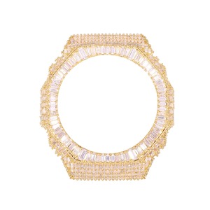 Boîtier de montre de luxe personnalisé en moissanite et diamant, pavé intégral, laiton plaqué or, argent VVS, accessoires de bijouterie - Product Image 4